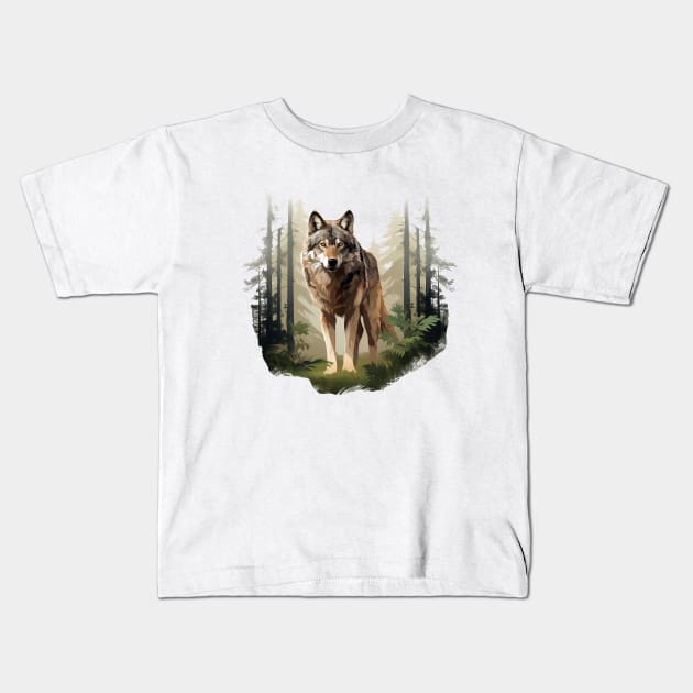 Grey Wolf Kids T-Shirt by zooleisurelife